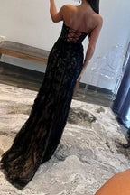 Mermaid Sweetheart Floor-length Corset Prom Dress Appliques With Slit