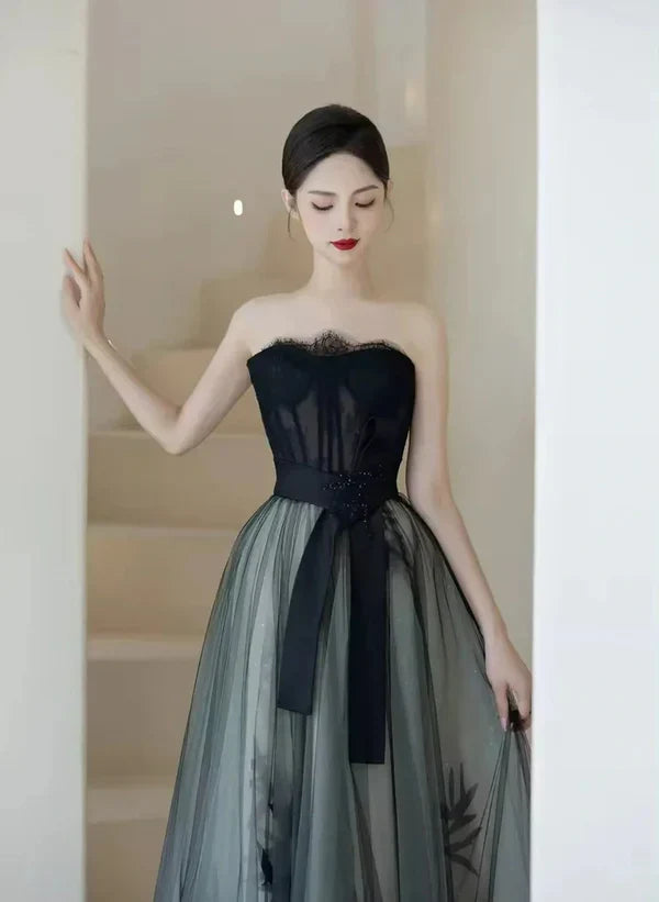 A-line Sweetheart Corset Long Party Dress Tulle Party Dress Evening Dress