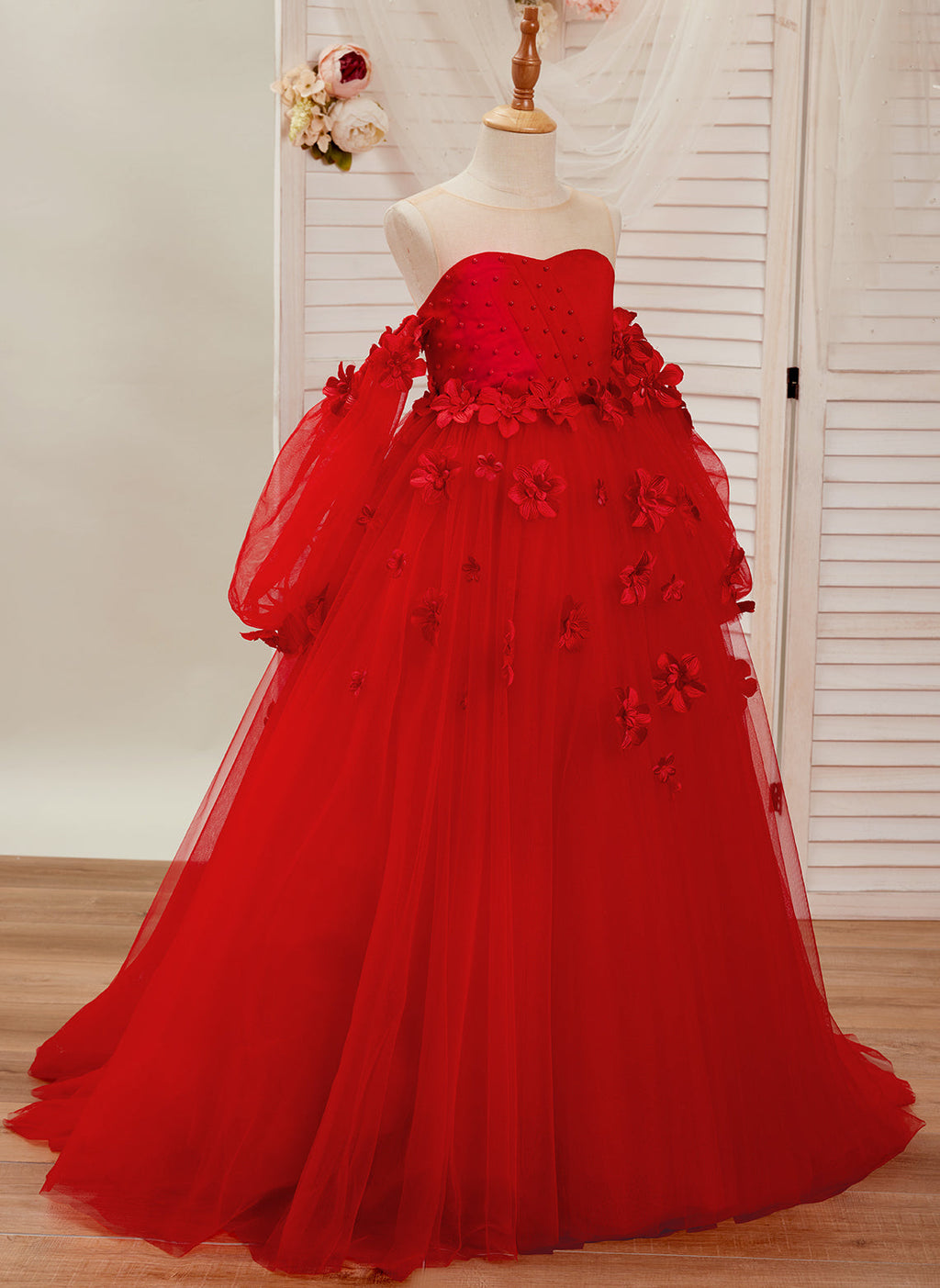 3D Flower Princess Ball Gown Flower Girl Dresses