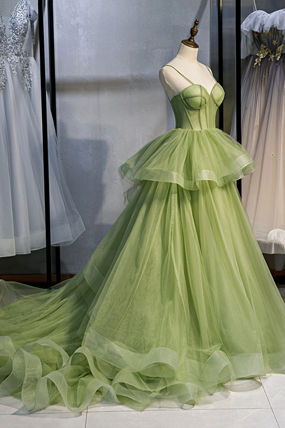Sweetheart Tulle Long Prom Dress, Beautiful A-Line Evening Graduation Dress