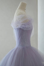 Tulle Short A-Line Prom Dress Cute Off the Shoulder Party Dress