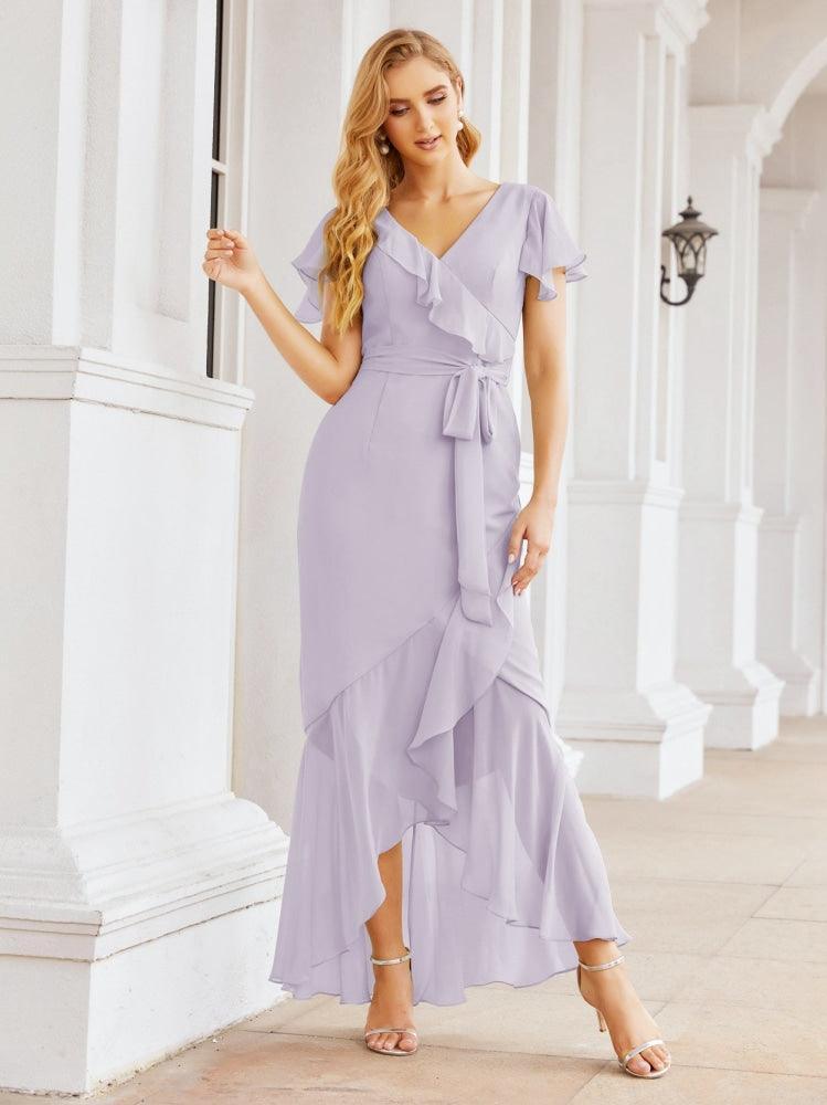 Numbersea Ruffled Bridesmaid Dresses Mermaid Formal Violin Evening Party Prom Gowns 28042