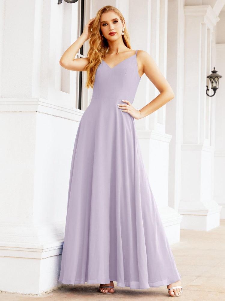 Numbersea Spaghetti Strap Bridesmaid Dresses V Neck Butterfly Back Fromal Evening Party Prom Gown 28036