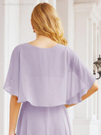 Numbersea Bridesmaid Dresses for Wedding Formal Evening Party Prom Gown with Cape 28050