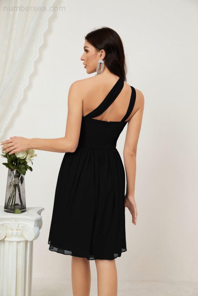 Baoleely Women Chiffon Short One Shoulder Bridesmaid Dress Formal Dresses for Party Homecoming 2804