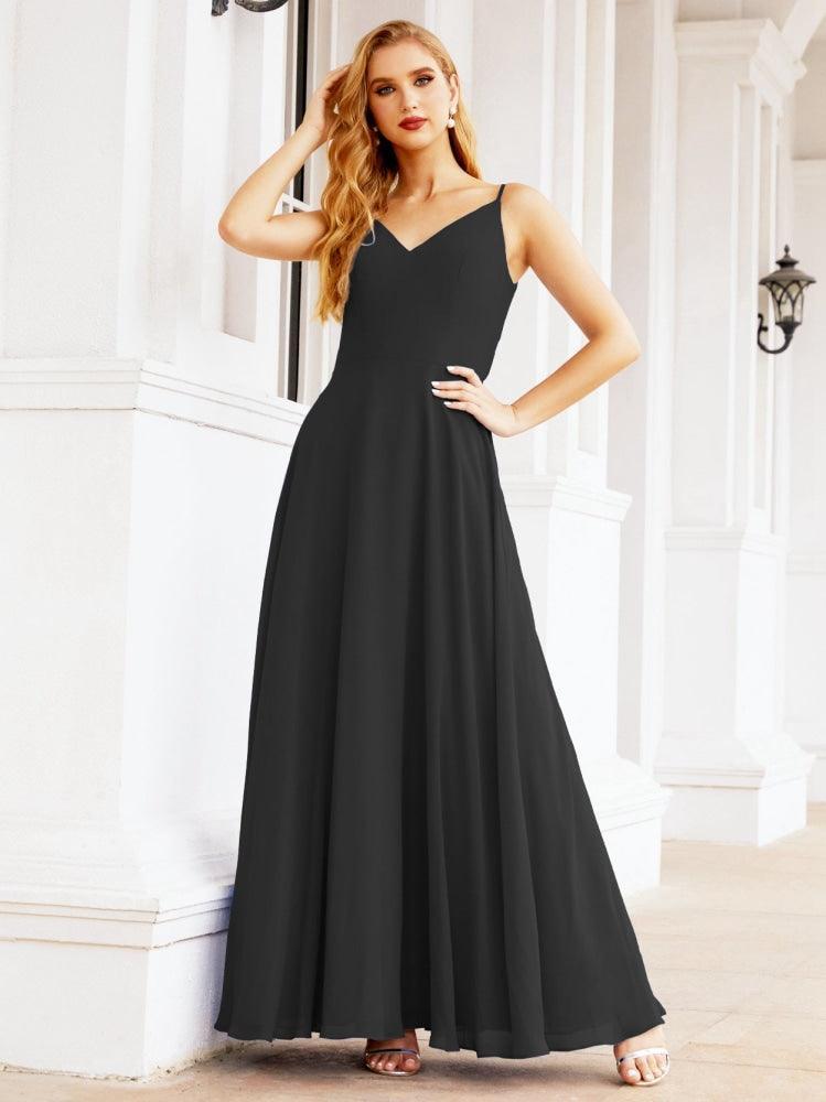Numbersea Spaghetti Strap Bridesmaid Dresses V Neck Butterfly Back Fromal Evening Party Prom Gown 28036