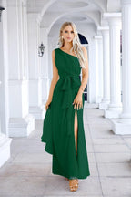 Ladies Chiffon One Shoulder Bridesmaid Evening Dress Wedding Party Evening Dress 28133