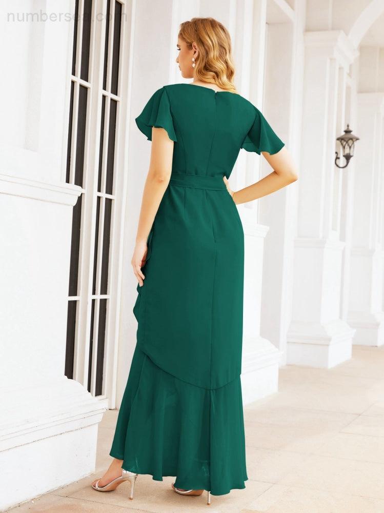 Numbersea Ruffled Bridesmaid Dresses Mermaid Formal Violin Evening Party Prom Gowns 28042