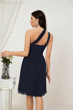 Baoleely Women Chiffon Short One Shoulder Bridesmaid Dress Formal Dresses for Party Homecoming 2804