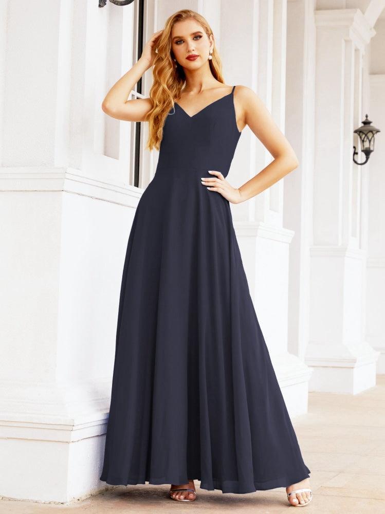 Numbersea Spaghetti Strap Bridesmaid Dresses V Neck Butterfly Back Fromal Evening Party Prom Gown 28036