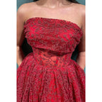 Glamorous & Dramatic Ball Gown A-Line Printed Off-Shoulder Sleeveless Prom Dress