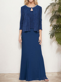 Metallic Mock Two-Piece Gown with Jacket