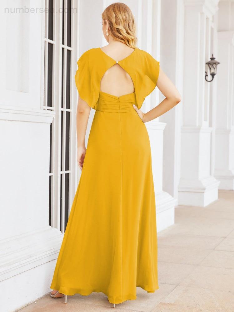 Sunnderly Bridesmaid Dresses Cape Formal Prom Dress Open Back Gowns for Mother of The Bride SY28058