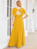 Sunnderly Bridesmaid Dresses Cape Formal Prom Dress Open Back Gowns for Mother of The Bride SY28058