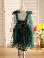 Burnt Orange Lace Tulle Embroidered Toddler Knee Length Flower Girl Dress