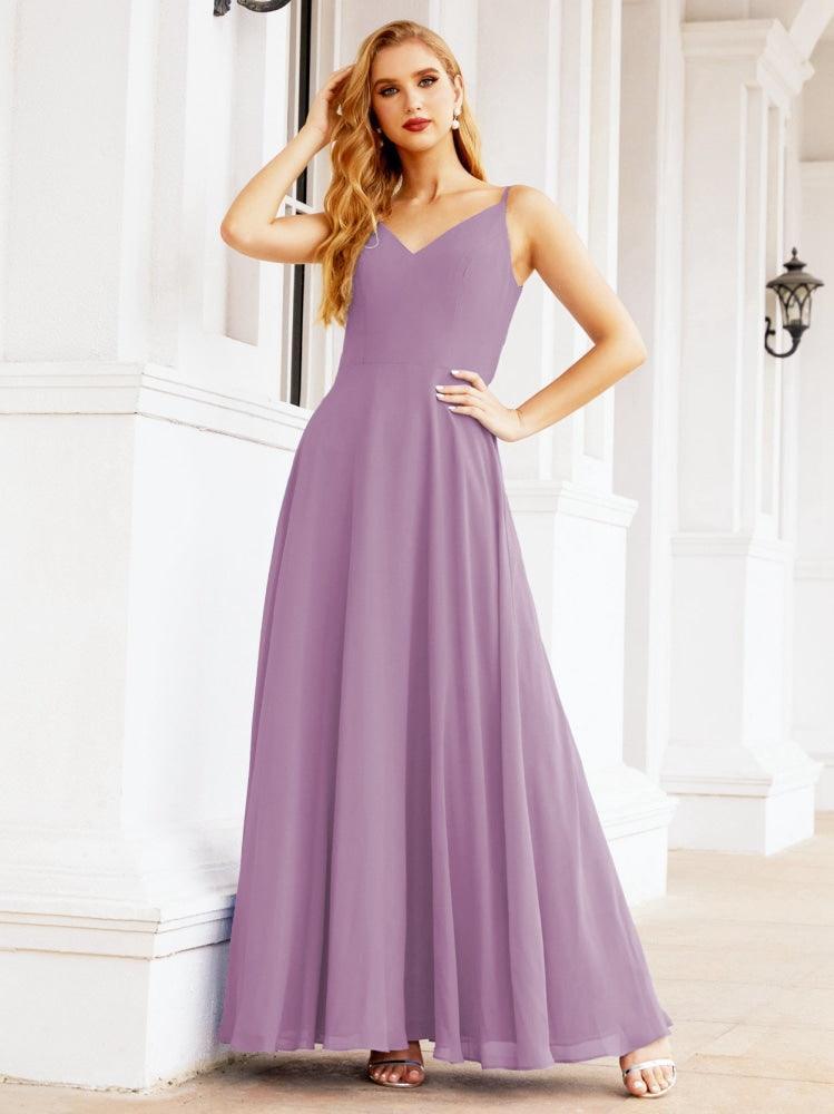 Numbersea Spaghetti Strap Bridesmaid Dresses V Neck Butterfly Back Fromal Evening Party Prom Gown 28036