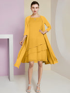A-Line/Princess Jewel Neck Knee-Length Mother of the Bride Dresses