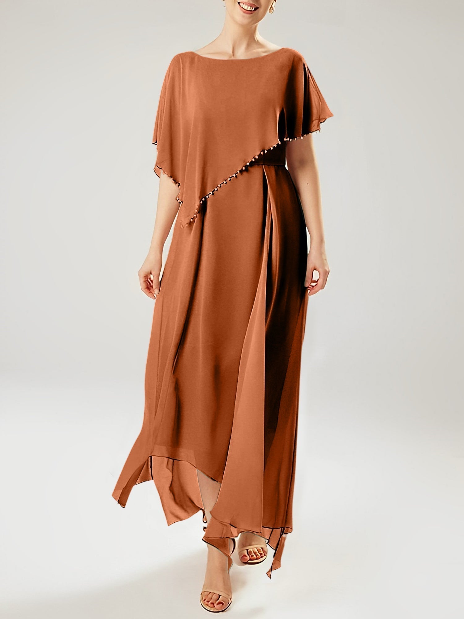 Sheath/Column Scoop Short Sleeves Mother of the Bride Dresses with Tassel