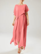 Sheath/Column Scoop Short Sleeves Mother of the Bride Dresses with Tassel