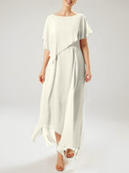 Sheath/Column Scoop Short Sleeves Mother of the Bride Dresses with Tassel