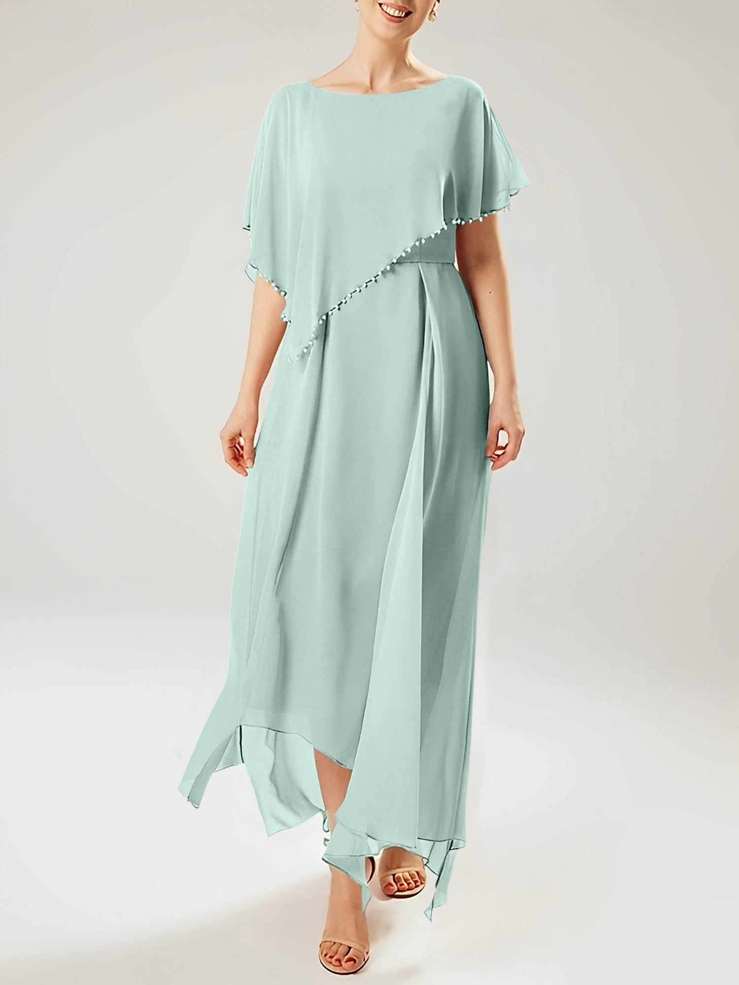 Sheath/Column Scoop Short Sleeves Mother of the Bride Dresses with Tassel