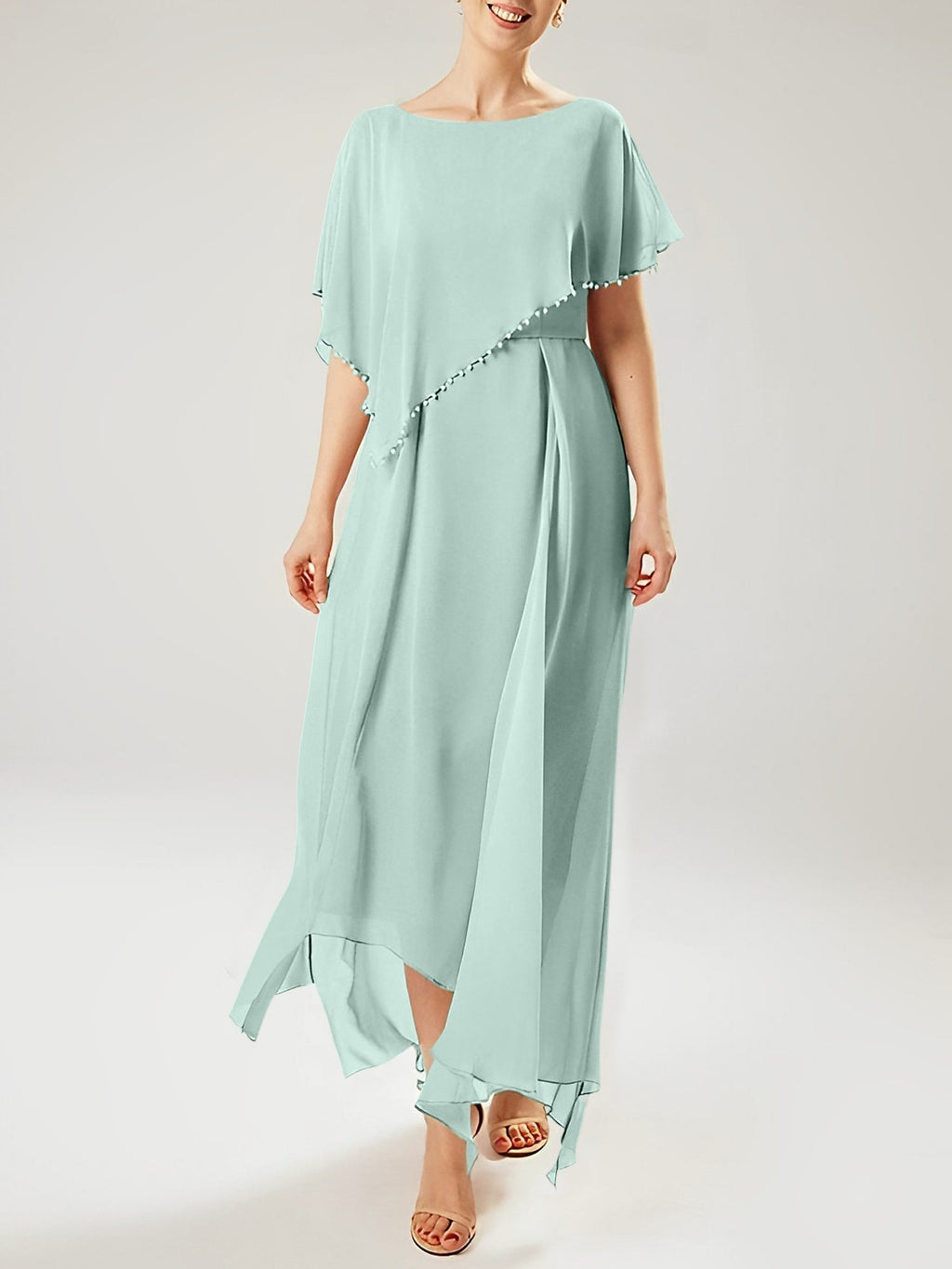 Sheath/Column Scoop Short Sleeves Mother of the Bride Dresses with Tassel