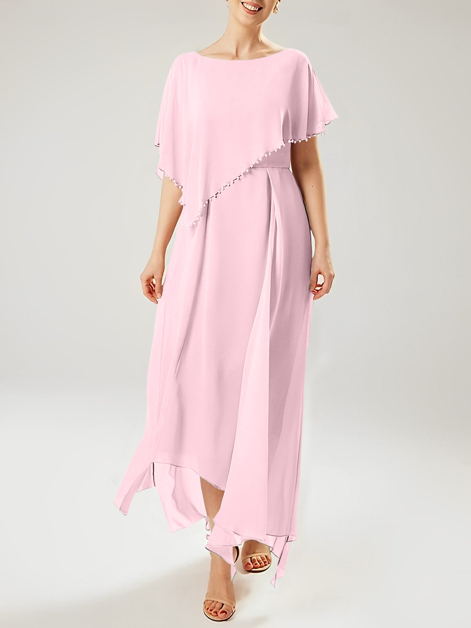 Sheath/Column Scoop Short Sleeves Mother of the Bride Dresses with Tassel
