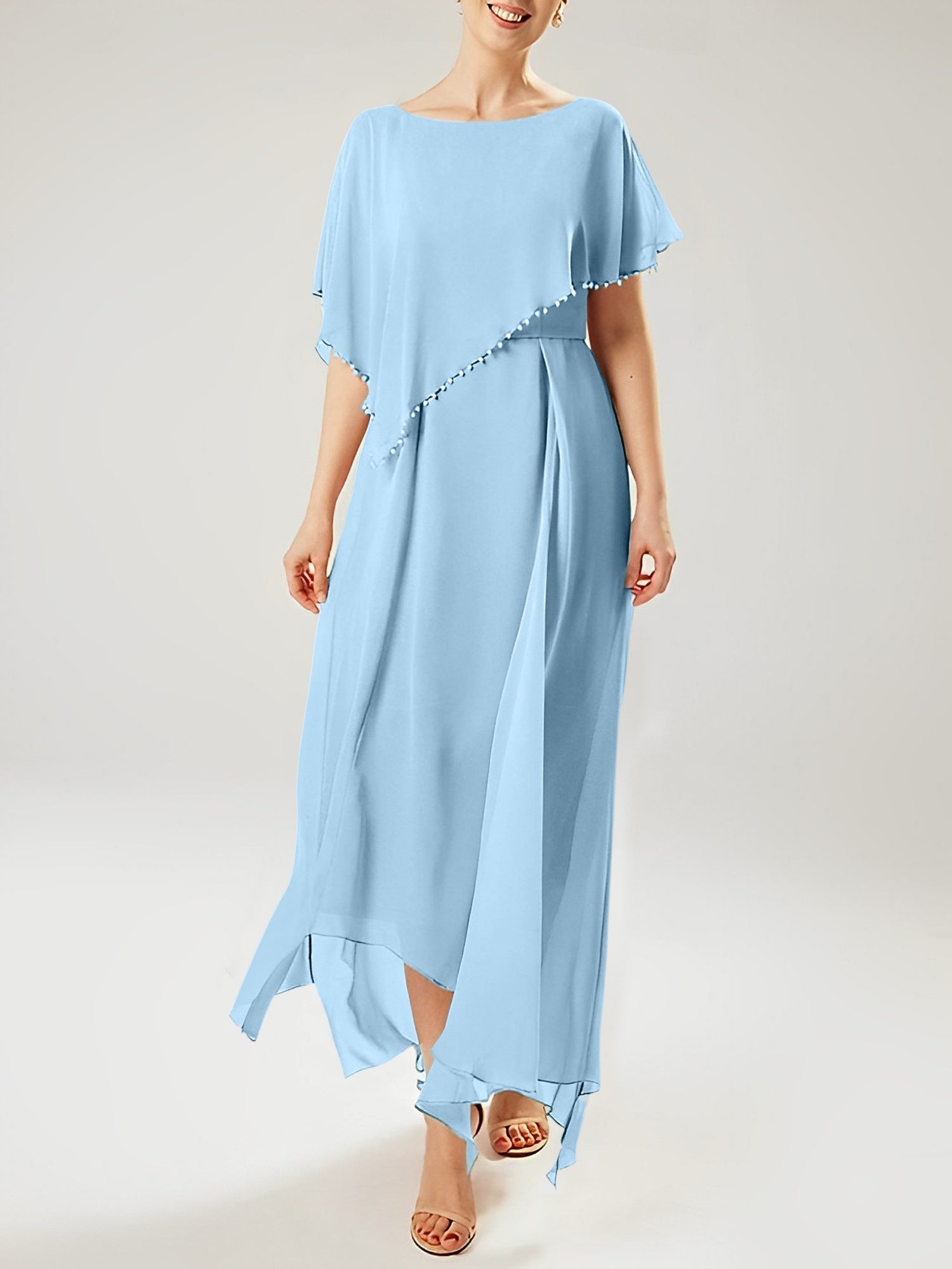 Sheath/Column Scoop Short Sleeves Mother of the Bride Dresses with Tassel