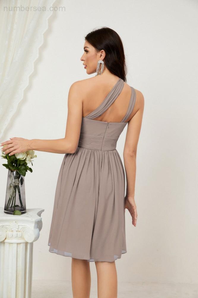 Baoleely Women Chiffon Short One Shoulder Bridesmaid Dress Formal Dresses for Party Homecoming 2804