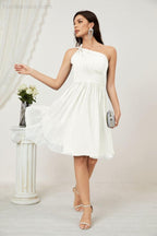 Baoleely Women Chiffon Short One Shoulder Bridesmaid Dress Formal Dresses for Party Homecoming 2804
