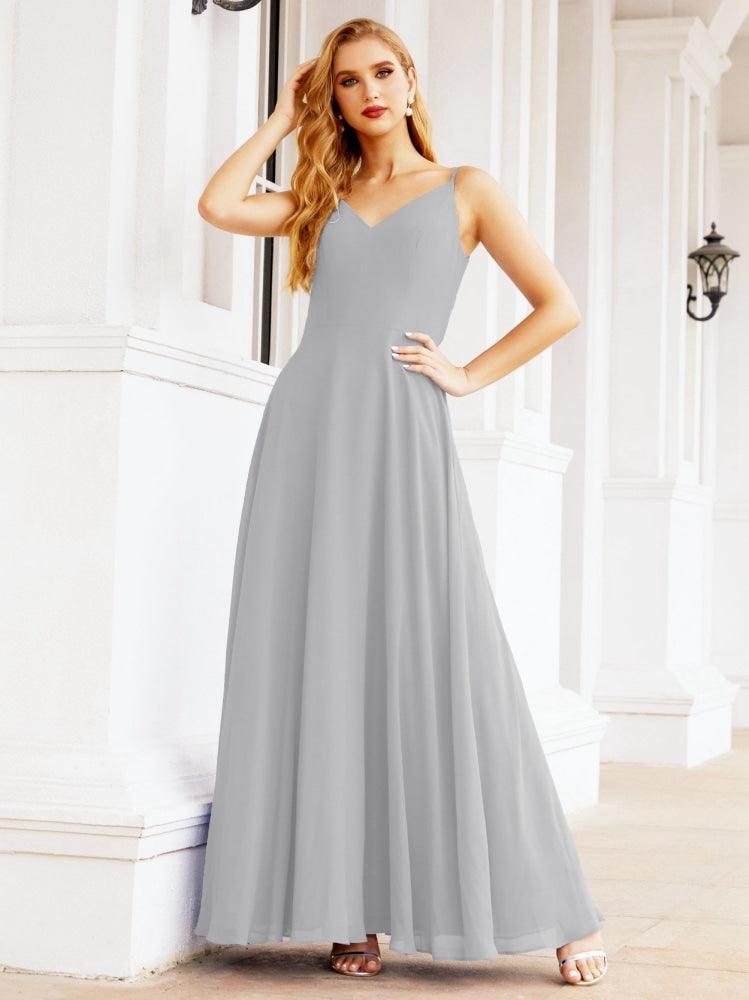 Numbersea Spaghetti Strap Bridesmaid Dresses V Neck Butterfly Back Fromal Evening Party Prom Gown 28036