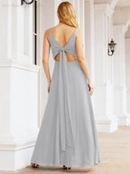 Numbersea Spaghetti Strap Bridesmaid Dresses V Neck Butterfly Back Fromal Evening Party Prom Gown 28036