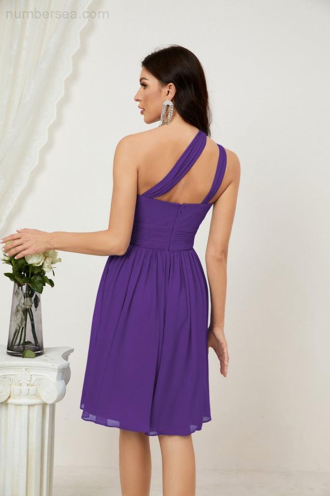 Baoleely Women Chiffon Short One Shoulder Bridesmaid Dress Formal Dresses for Party Homecoming 2804