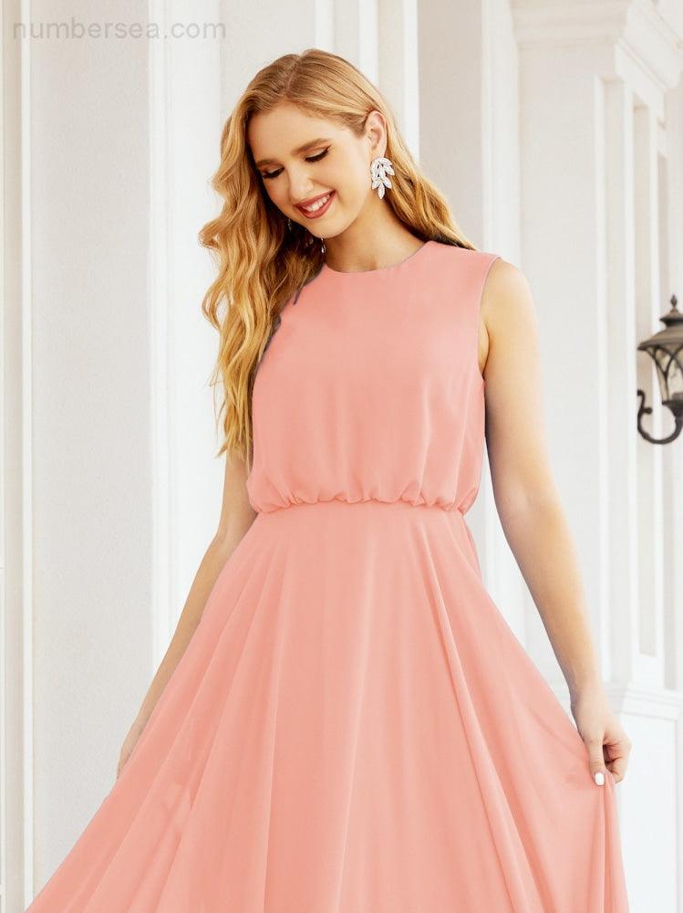 Numbersea Sleeveless Long Bridesmaid Dress A line Formal Evening Prom Gown 28025