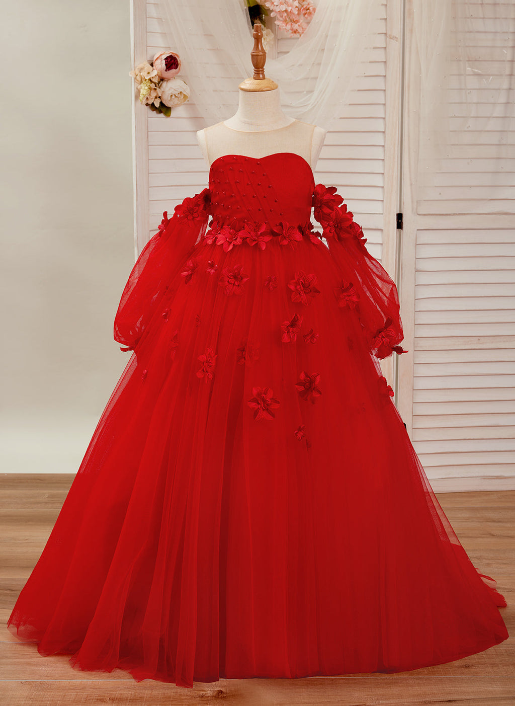 3D Flower Princess Ball Gown Flower Girl Dresses