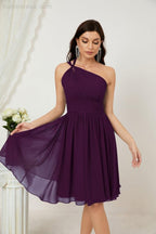 Baoleely Women Chiffon Short One Shoulder Bridesmaid Dress Formal Dresses for Party Homecoming 2804