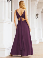 Numbersea Spaghetti Strap Bridesmaid Dresses V Neck Butterfly Back Fromal Evening Party Prom Gown 28036
