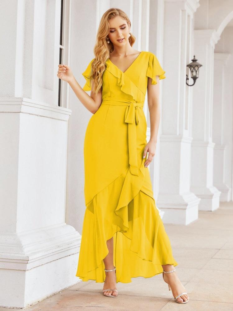 Numbersea Ruffled Bridesmaid Dresses Mermaid Formal Violin Evening Party Prom Gowns 28042