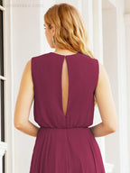 Numbersea Sleeveless Long Bridesmaid Dress A line Formal Evening Prom Gown 28025