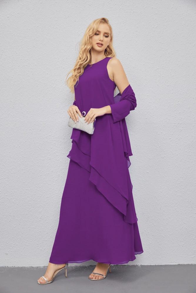 Mother of Bride Dresses with Open Front Lightweight Cardigan Formal Prom Gown  28081