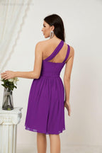 Baoleely Women Chiffon Short One Shoulder Bridesmaid Dress Formal Dresses for Party Homecoming 2804