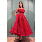 Glamorous & Dramatic Ball Gown A-Line Printed Off-Shoulder Sleeveless Prom Dress