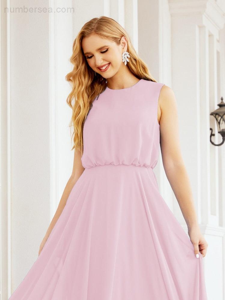 Numbersea Sleeveless Long Bridesmaid Dress A line Formal Evening Prom Gown 28025