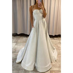 Women's Spaghetti Straps Sweetheart Sparkly Prom Dress with Pockets