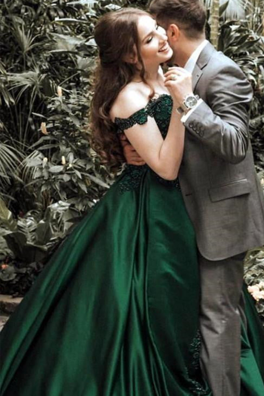 Off Shoulder Prom Gown with Lace