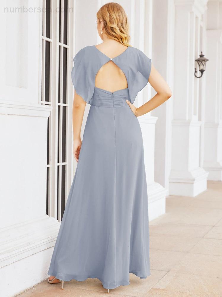 Sunnderly Bridesmaid Dresses Cape Formal Prom Dress Open Back Gowns for Mother of The Bride SY28058