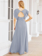 Sunnderly Bridesmaid Dresses Cape Formal Prom Dress Open Back Gowns for Mother of The Bride SY28058