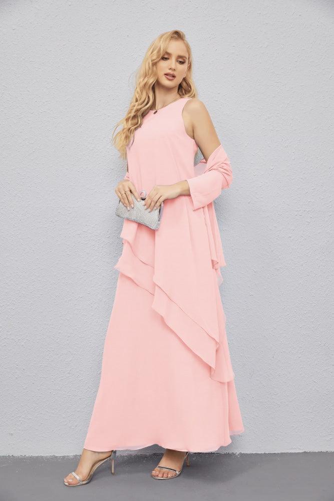 Mother of Bride Dresses with Open Front Lightweight Cardigan Formal Prom Gown  28081