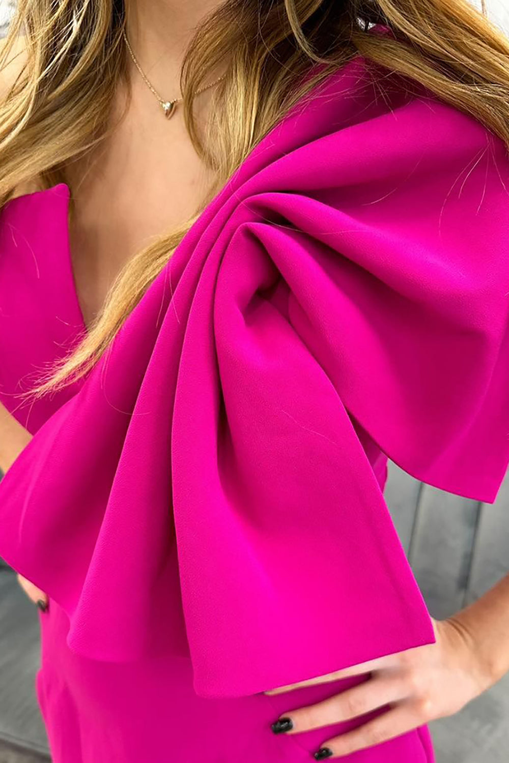 One Shoulder Mermaid Long Prom Dress with Bow