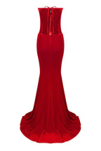 Sexy Sweetheart Satin Top Bowknot High Waist Fishtail Two Piece Maxi Dress